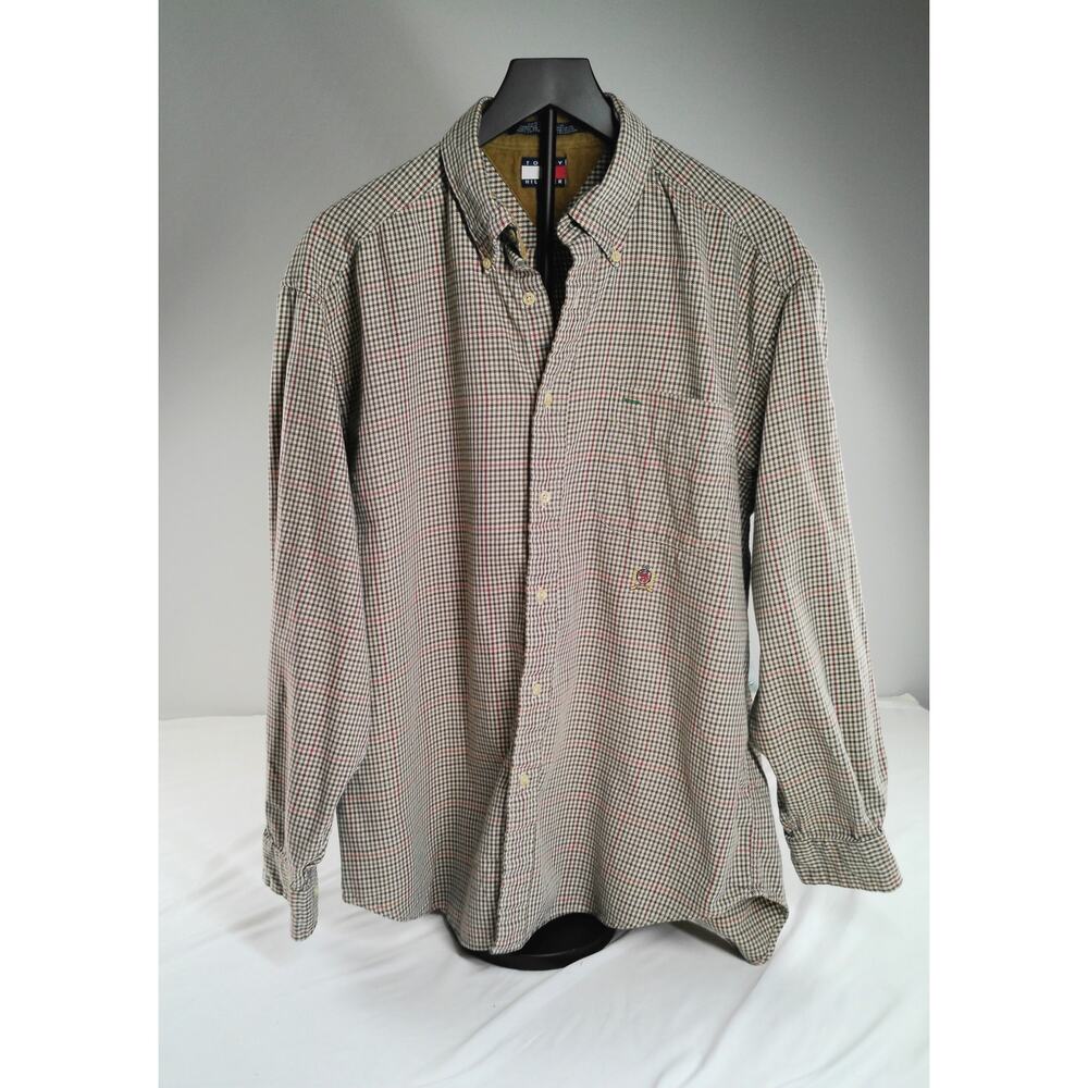 Tommy Hilfiger Men’s Large Plaid Check Long Sleeve Button Front Shirt